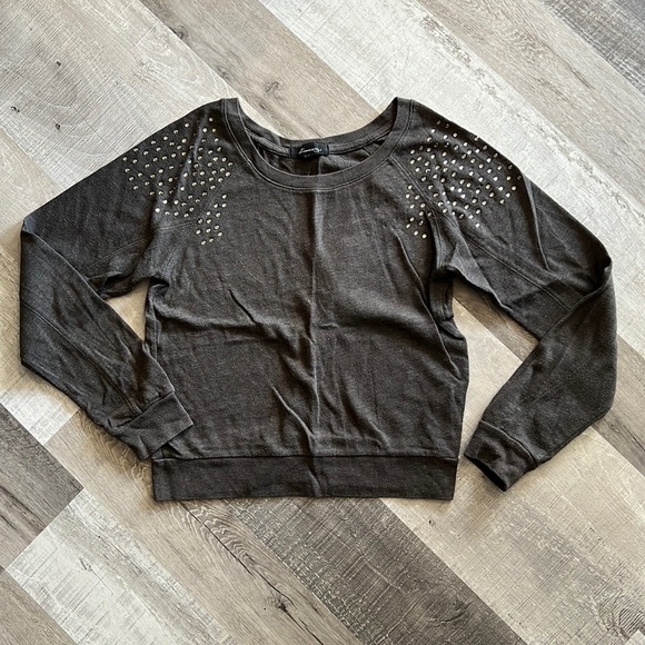 FOREVER 21 | Rhinestone Embellished Crewneck Sweatshirt Gray Size Small - Picture 5 of 15